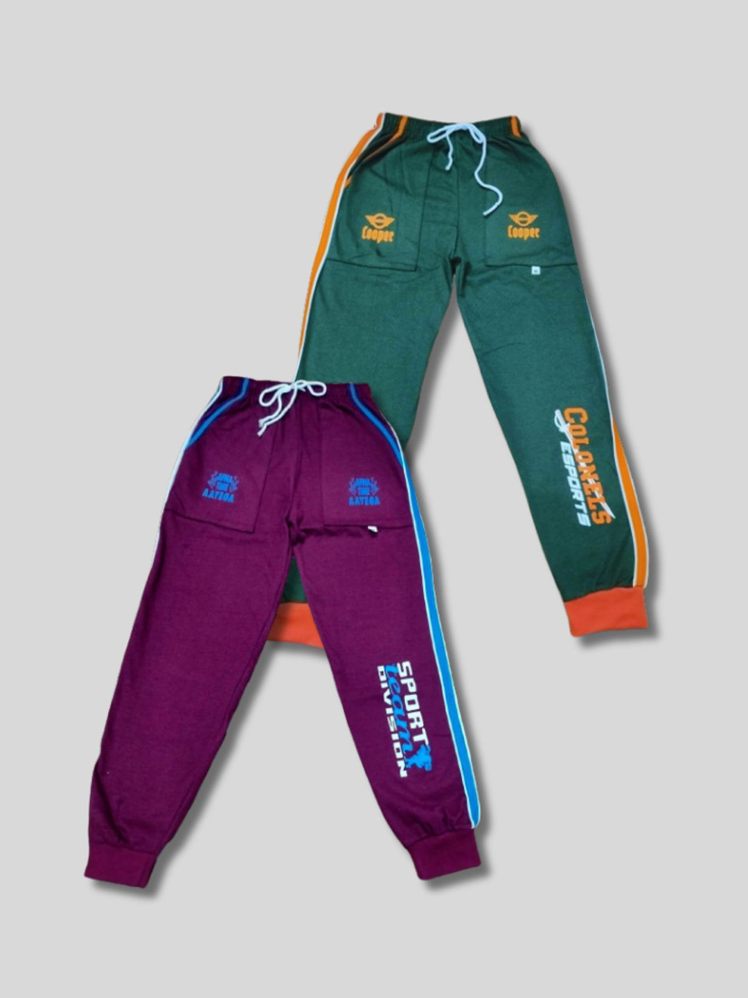 Shajiv Kids Pack Of 2 Printed 100% Cotton Mid-Rise Joggers