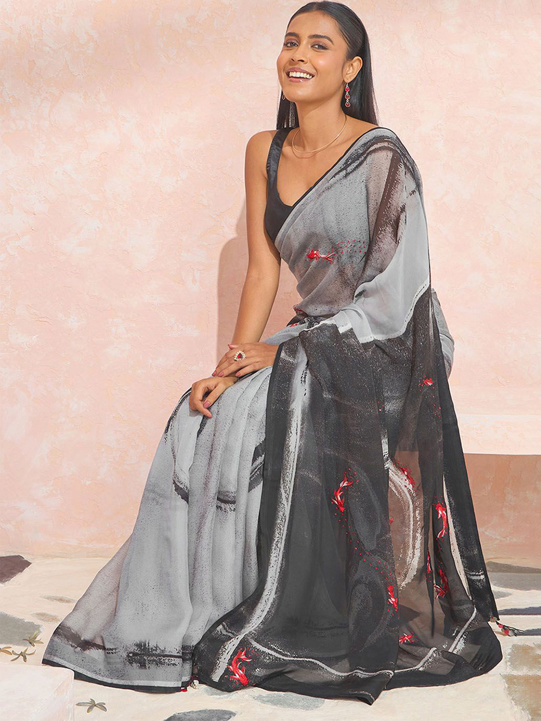 Taneira Tropical Fish Embroidered Saree