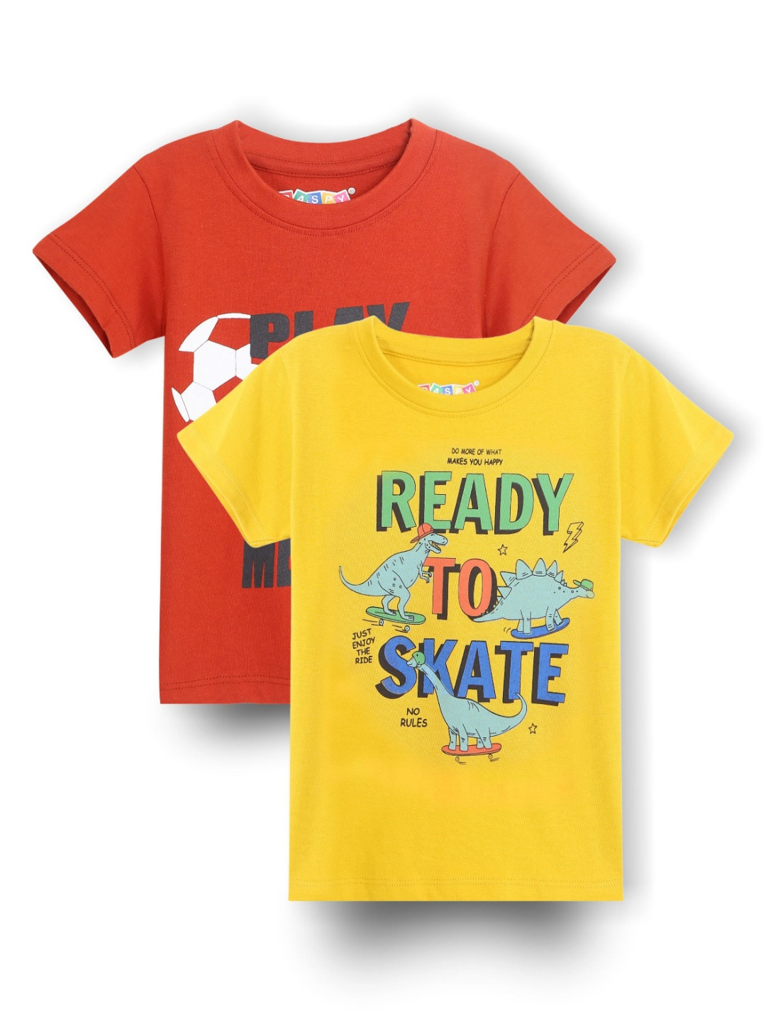 RASPY Boys Pack of 2 Graphic Printed Round Neck Cotton T-shirts