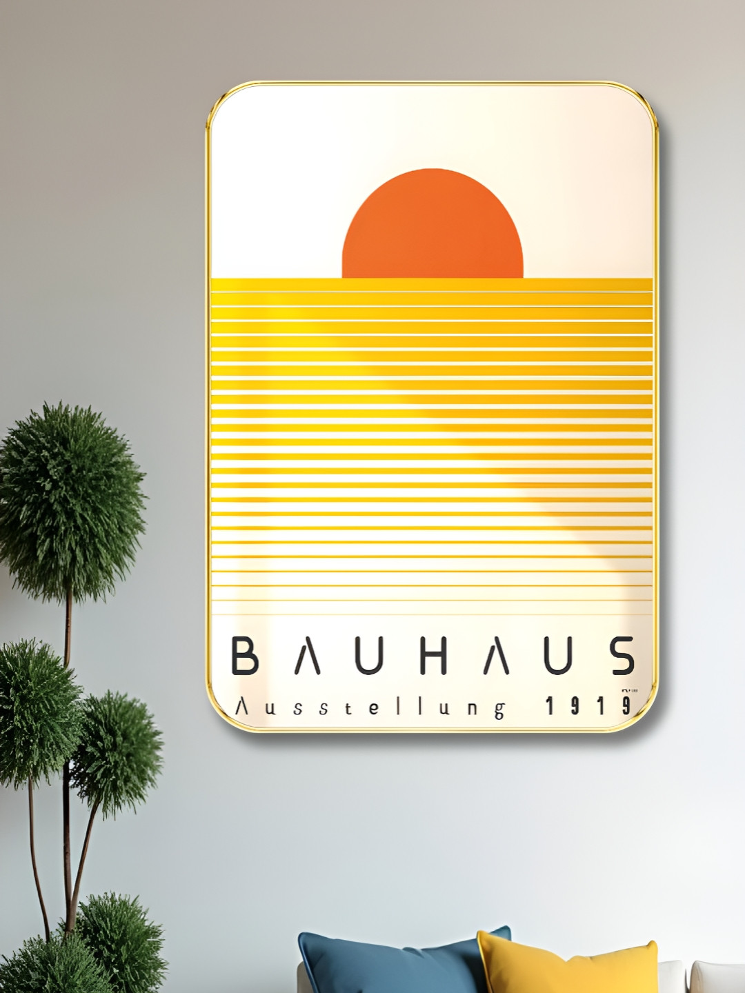 Aura White & Yellow BAUHAUS Abstract Wooden Wall Art