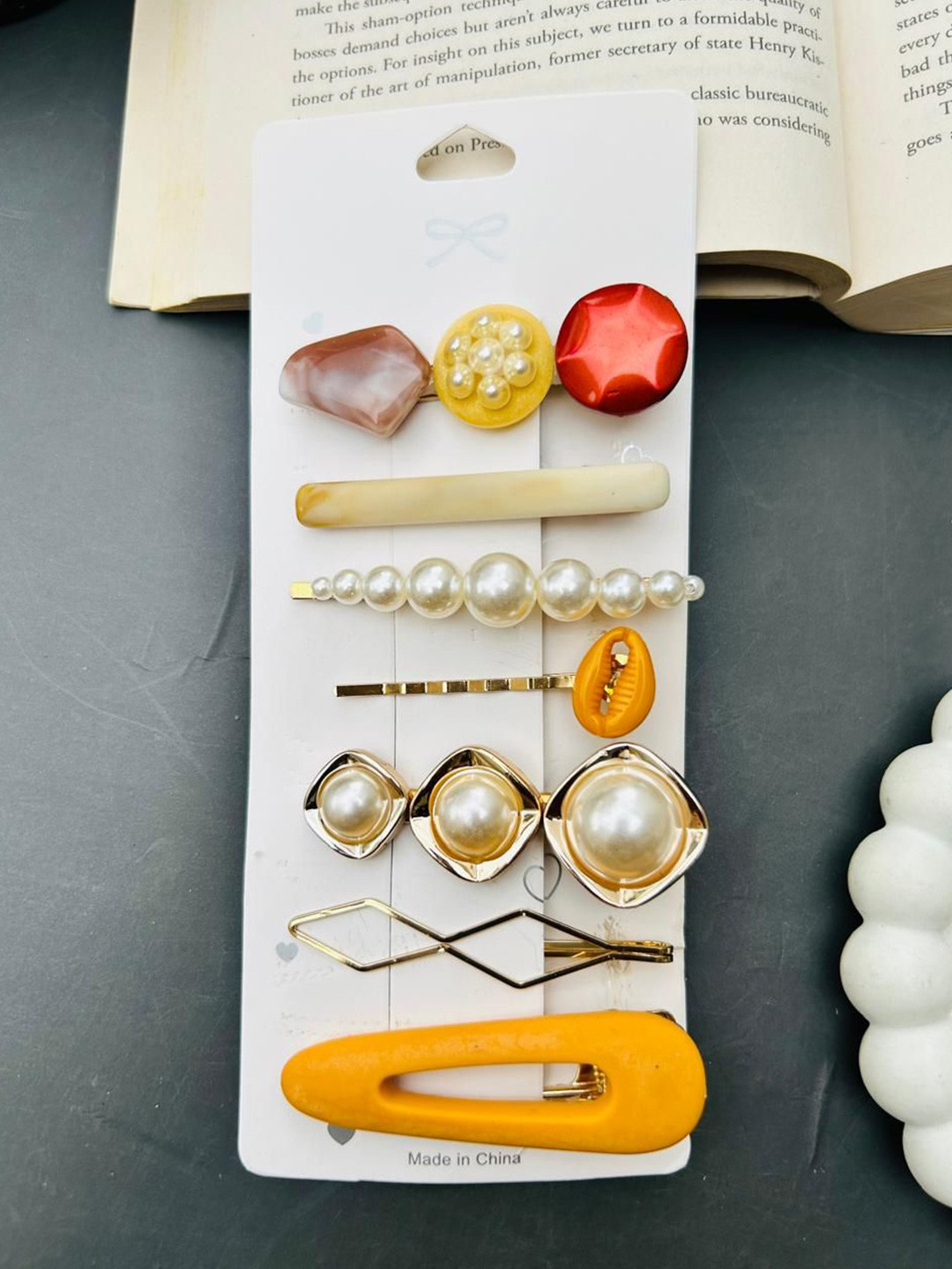 Radhya Accessories Women Embellished Matte 7 Hair Clips Combo Card