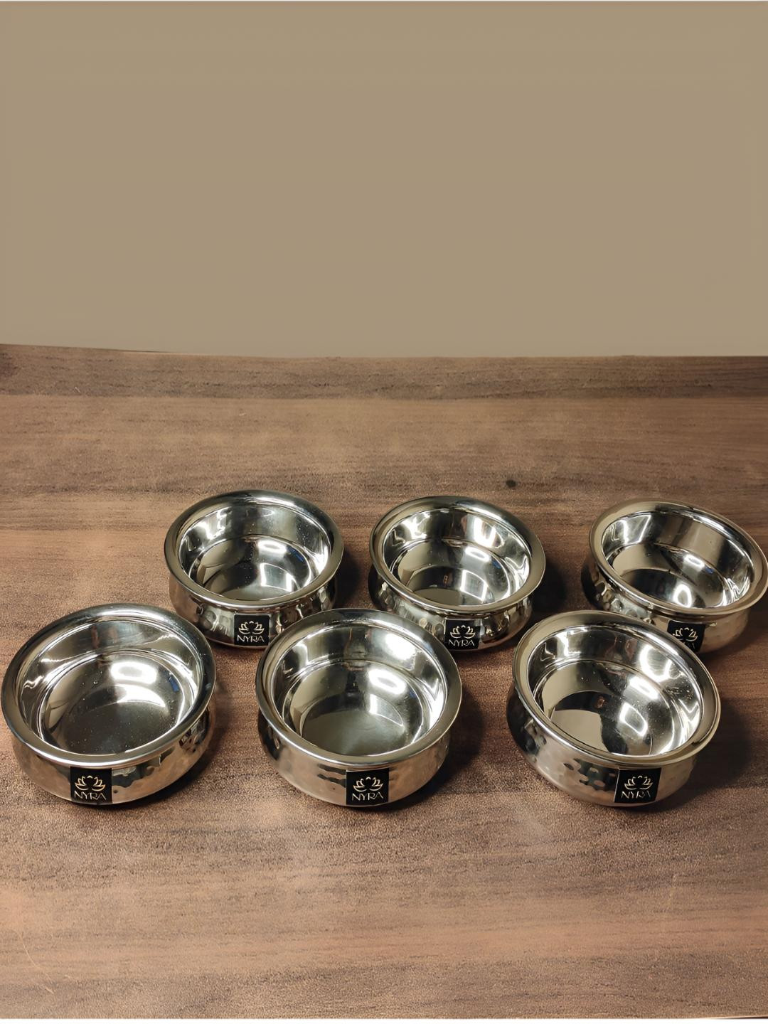 Nyra Kitchenware Silver-Toned 6 Pieces Dishwasher Safe Stainless Steel Cooking Handis