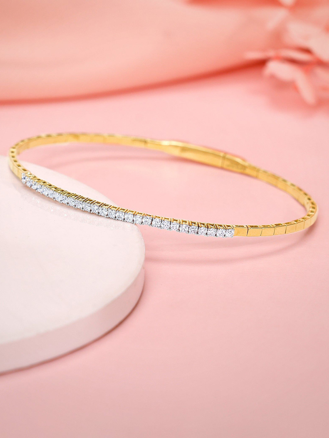 GIVA Gold Ellora Diamond Cuff Bangle-5.3 gms