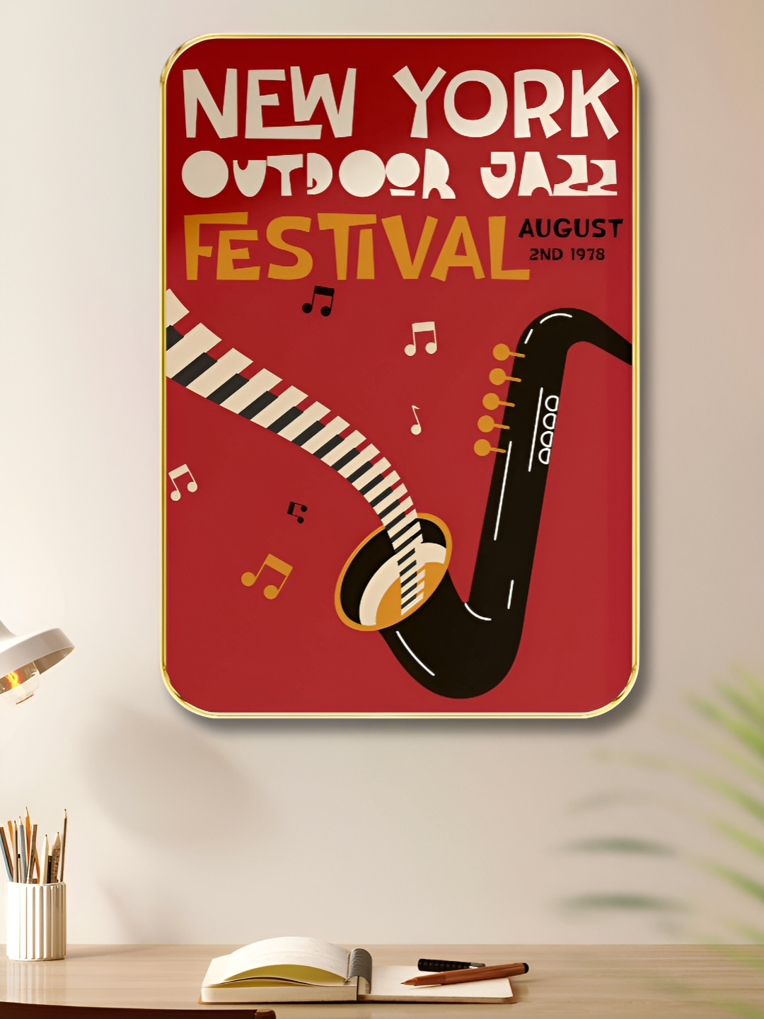 Aura Red & White Jazz Wooden Wall Art