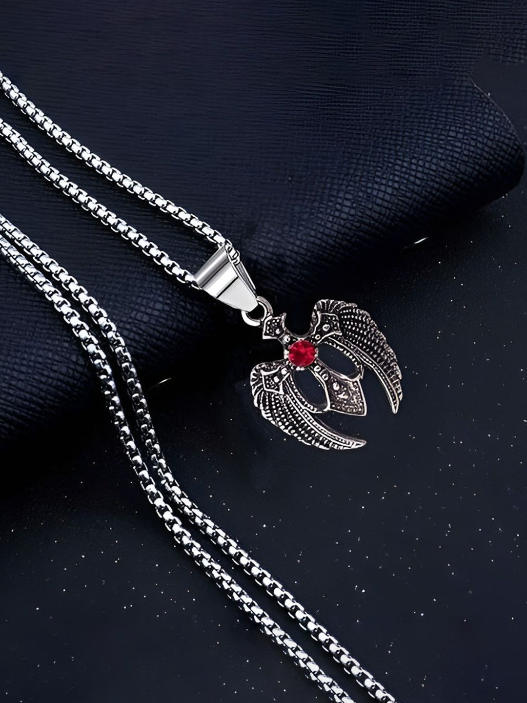 The Roadster Lifestyle Co Men Sterling Silver-Plated Domineering Eagle Pendant With Chain