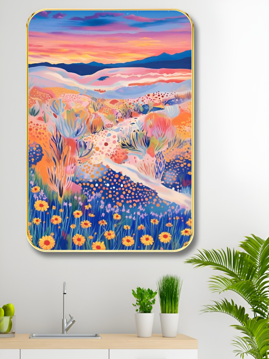 Myntra Elegant Homes River & Mountains Wood Wall Rectangle Paintings Wall Art - 18 x 24In