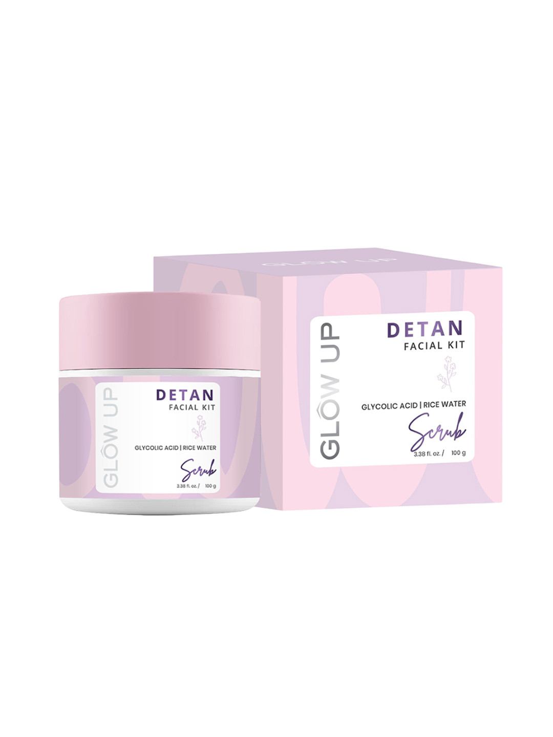 GLOW UP Detan Facial Kit Glycolic Acid & Rice Water Scrub - 100g