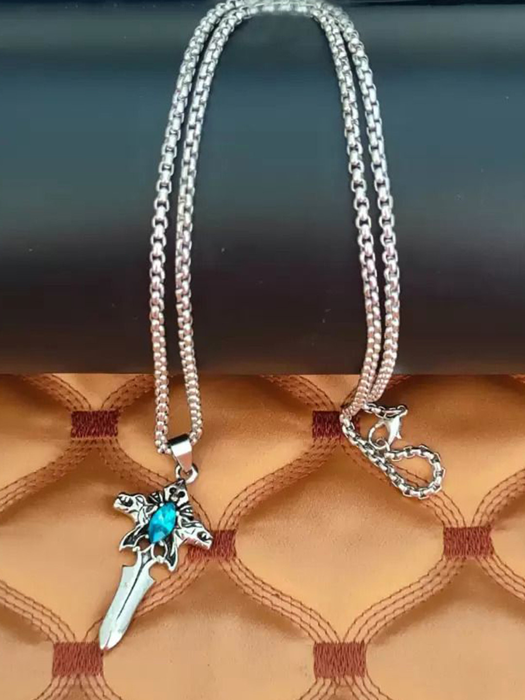 The Roadster Lifestyle Co Men Sterling Silver-Plated Christ Cross Pendant With Chain