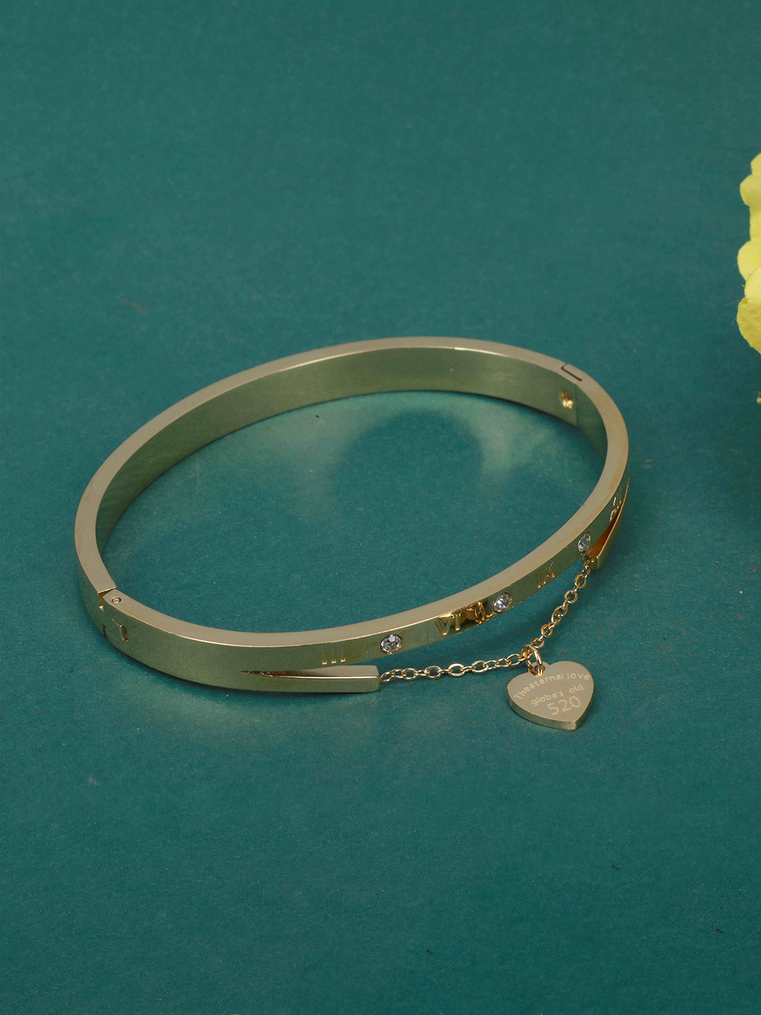 Cazines Stainless Steel Gold-Plated Cuff Bracelet