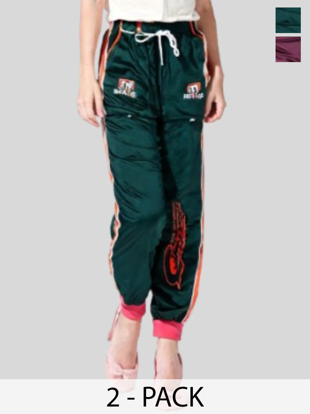 Shajiv Kids Pack Of 2 Printed 100% Cotton Mid-Rise Relaxed Fit Joggers