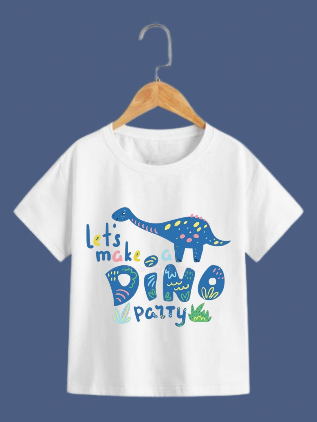 itsmycostume Kids Dino Printed Round Neck White Cotton T-shirt