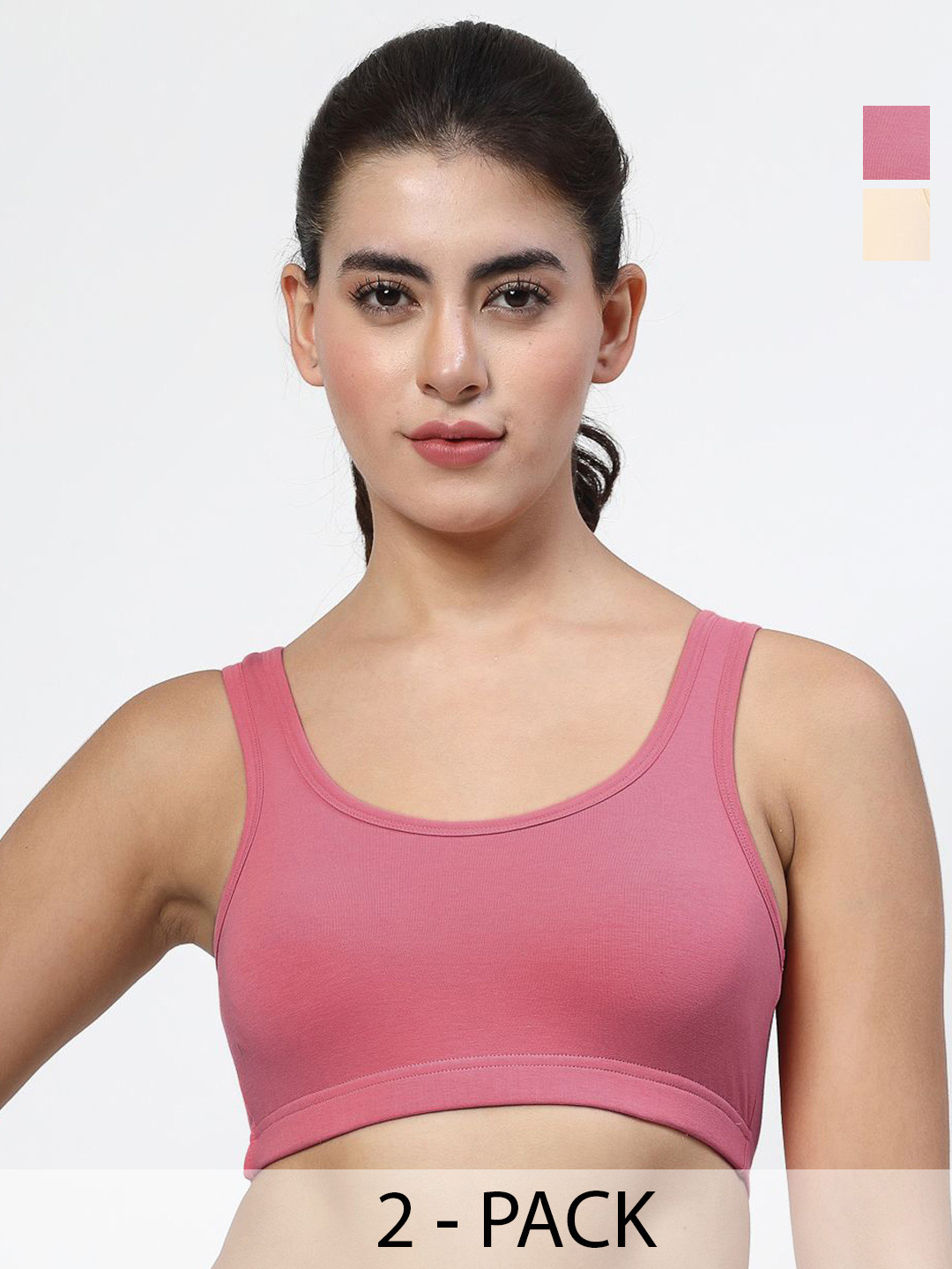 LILY Pack Of 3 Solid Full Coverage Non Padded Non Wired Regular Workout Bra stropsyttak