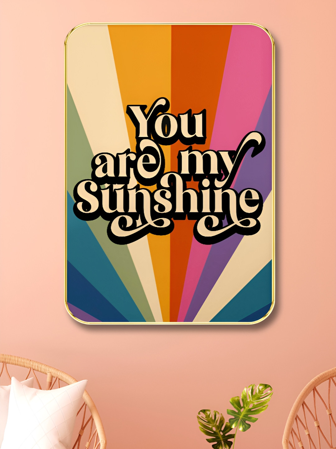 Aura Yellow & Blue You Are My Sunshine Quotes Wooden Wall Art