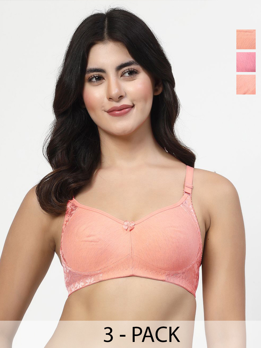 LILY Inimad Pack Of 3 Full Coverage Lightly Padded Bralette Bra