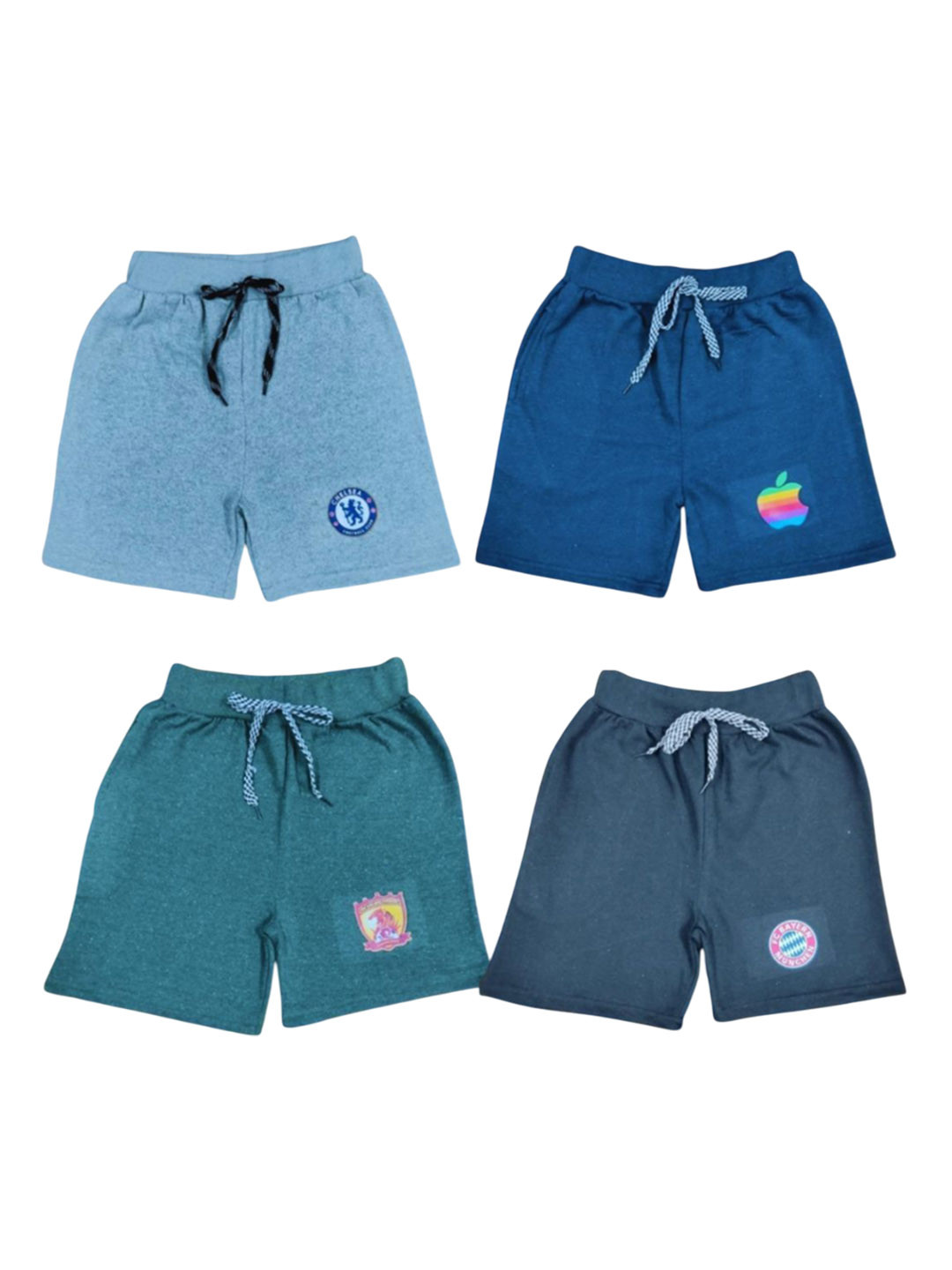 Shajiv Pack Of 4 Boys Regular Fit Mid-Rise Outdoor Shorts