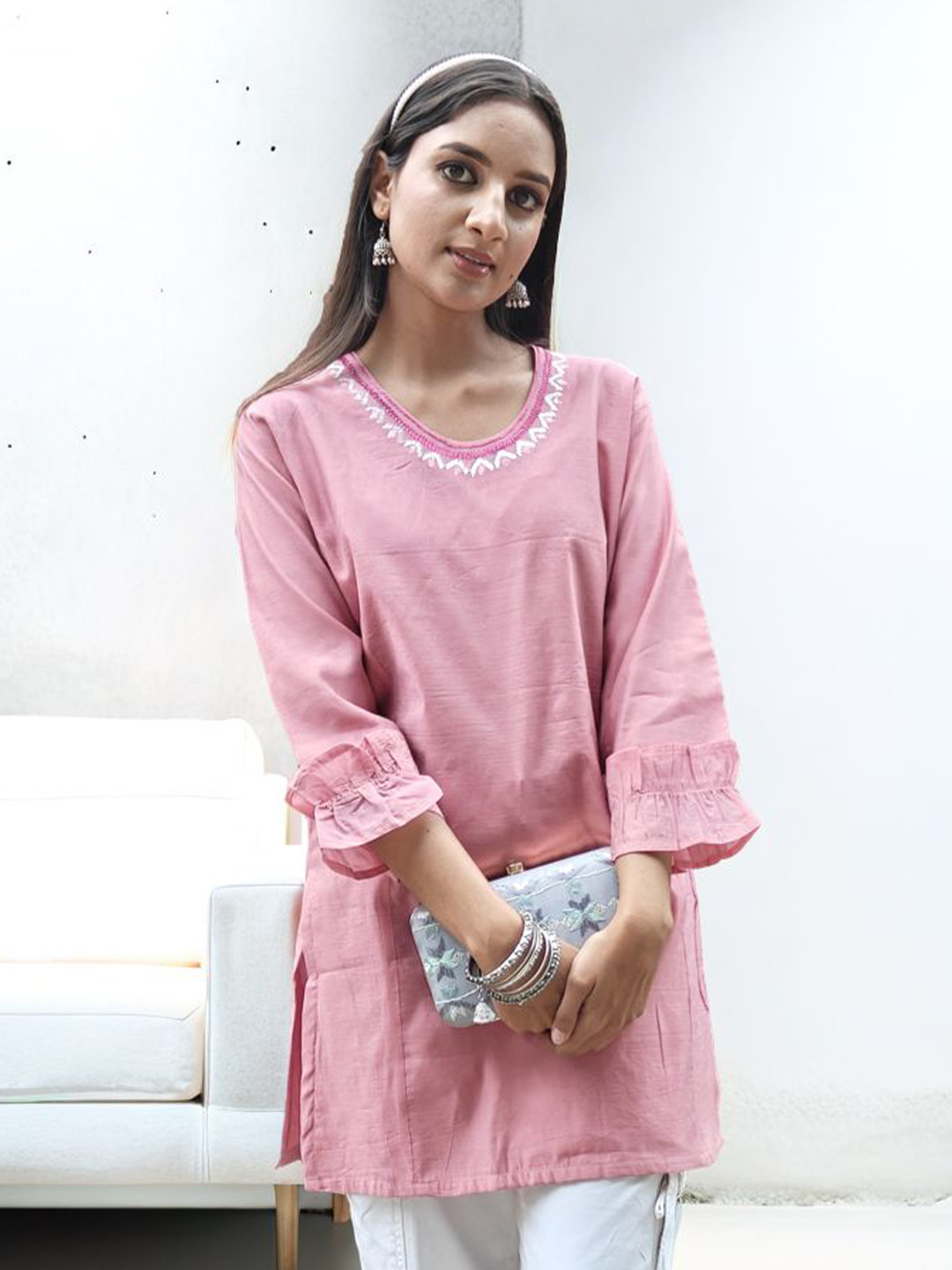Phulkari Forever Round Neck Pure Silk Top