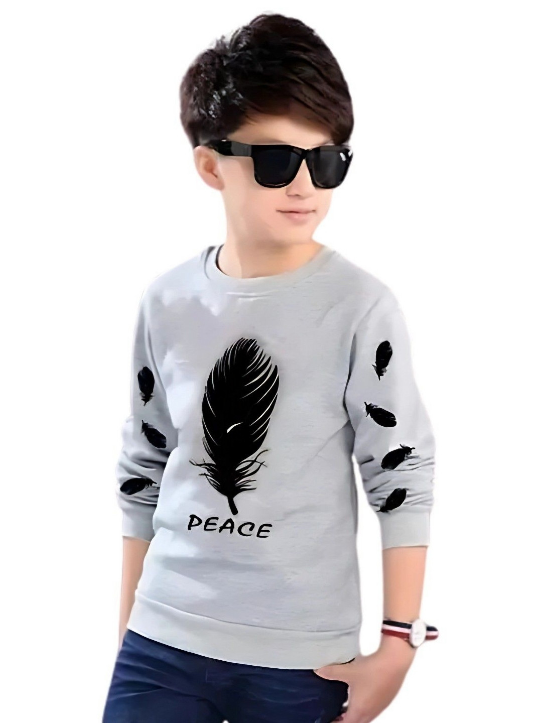 TICOSS Boys Graphic Printed Round Neck Cotton Sweatshirt