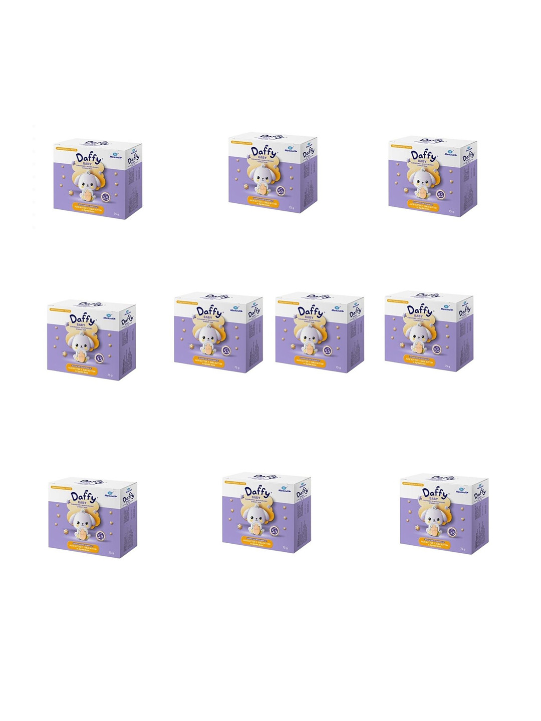 DAFFY Set Of 10 Aloe & Shea Butter Cleansing & Moisturizing Baby Soap - 75g Each