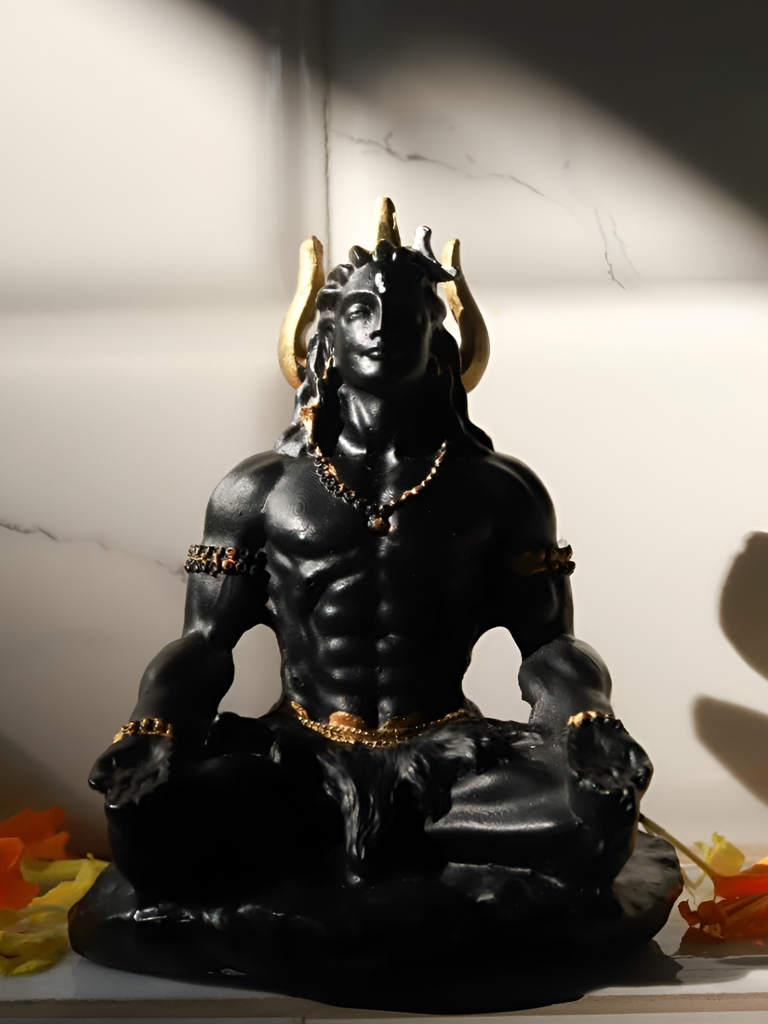 The Spiritual Living Shivji Murti Black Stone Natural Prayer Room Small Showpiece - 3.5 Inches