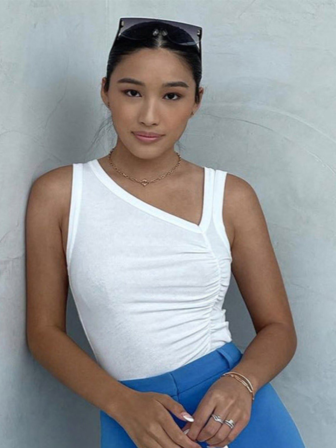 Outzidr White Assymetric Neck Tank