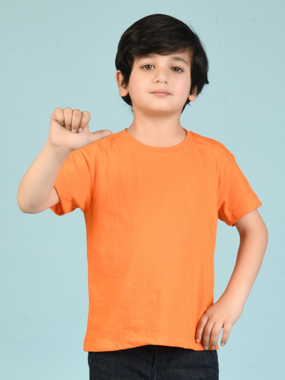 NUSYL Boys Solid Drop Shoulder Half Sleeve Loose Fit T-Shirt