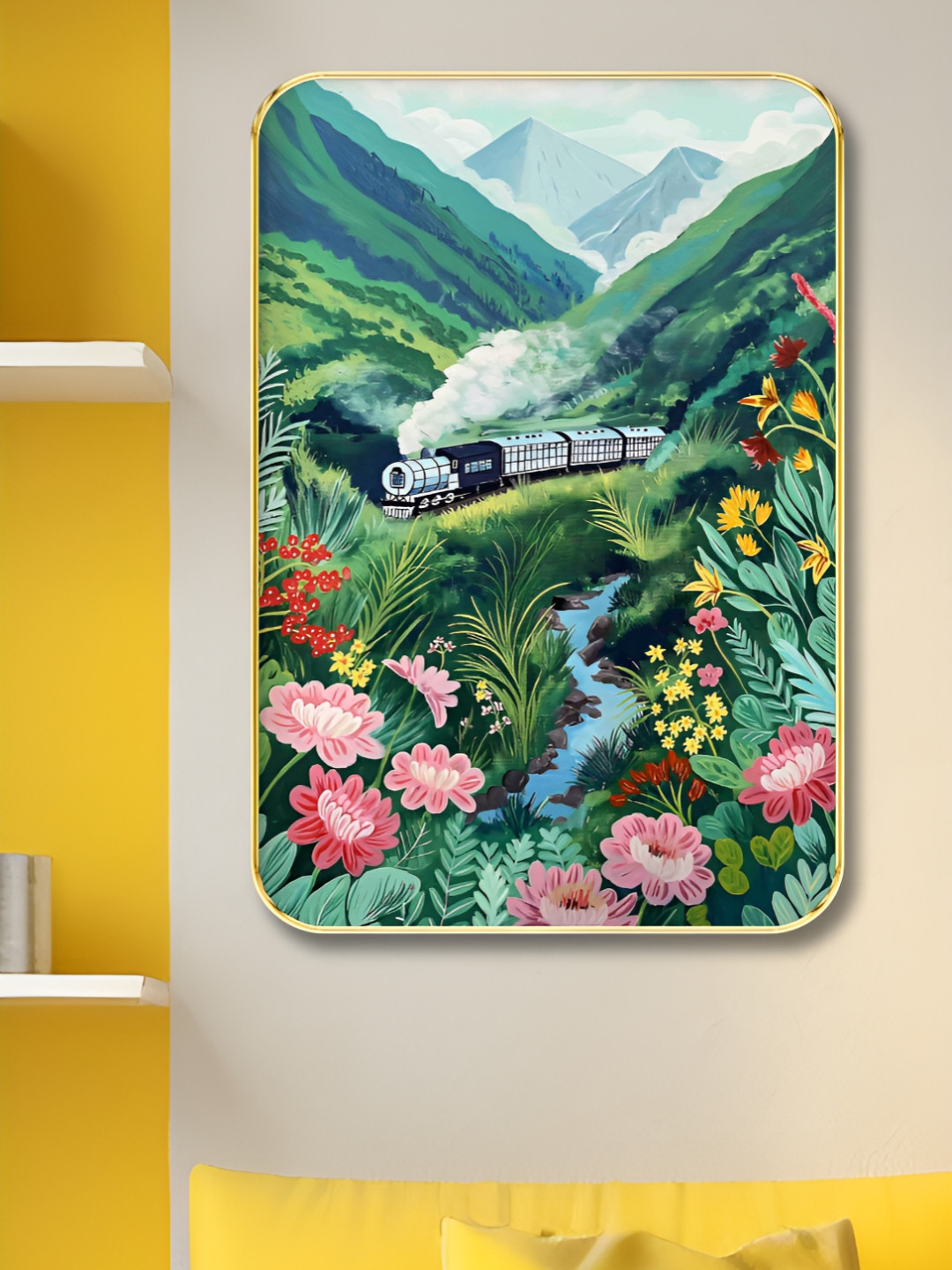 Myntra Elegant Homes Train Wood Wall Rectangle Paintings Wall Art -24 x 18 In