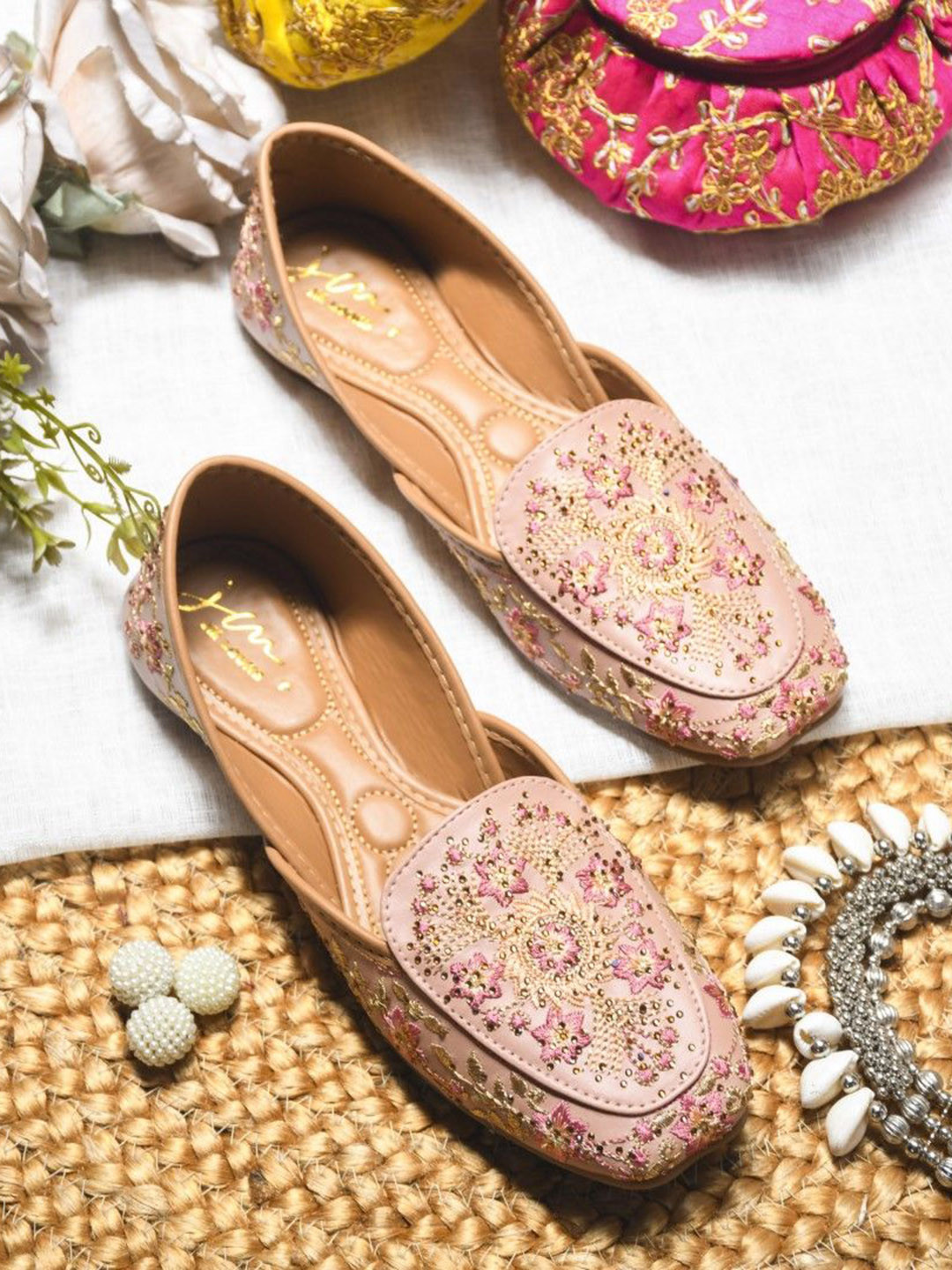 JM Looks Fashion Flat Embellished Flat Jutti with Comfortable Sole For Womens & Girls