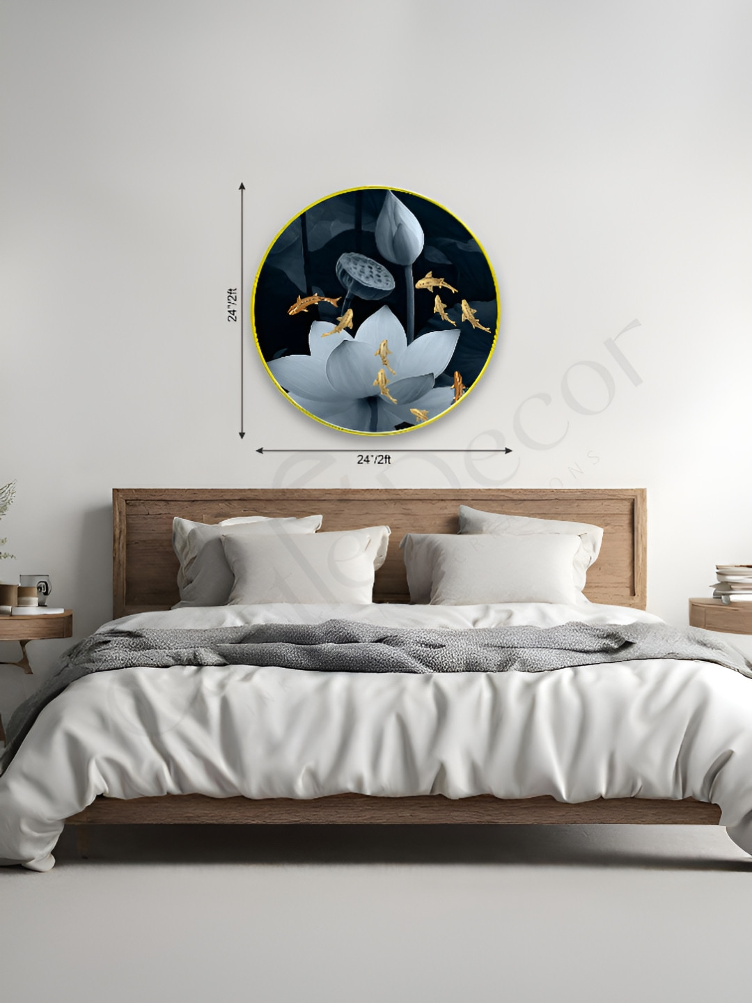 The Castle Decor Black & Blue Fishes Sparkle Wooden Wall Art