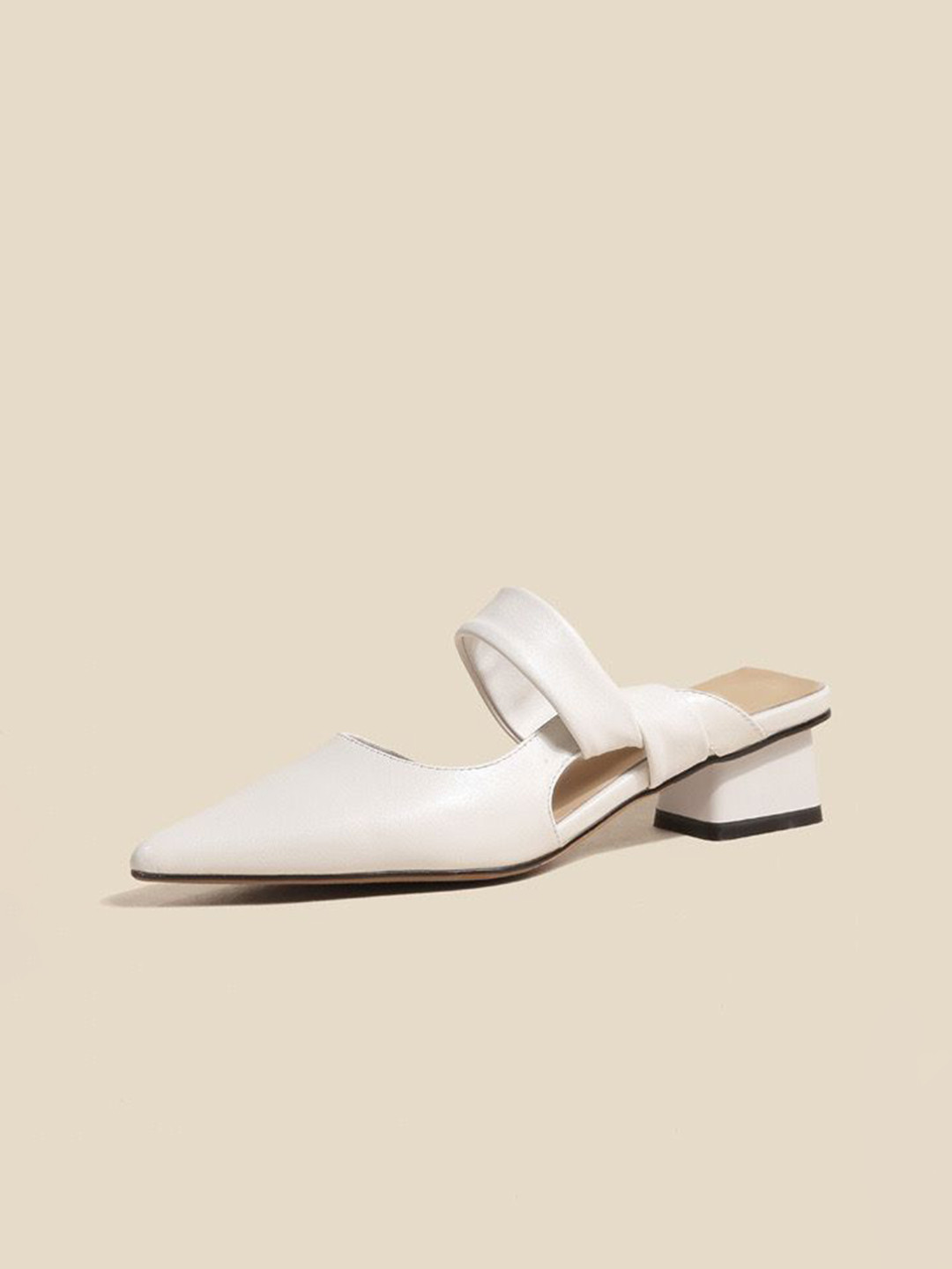 PURPLEHUNT Women Block Heeled Open Back Pointed Toe Mules