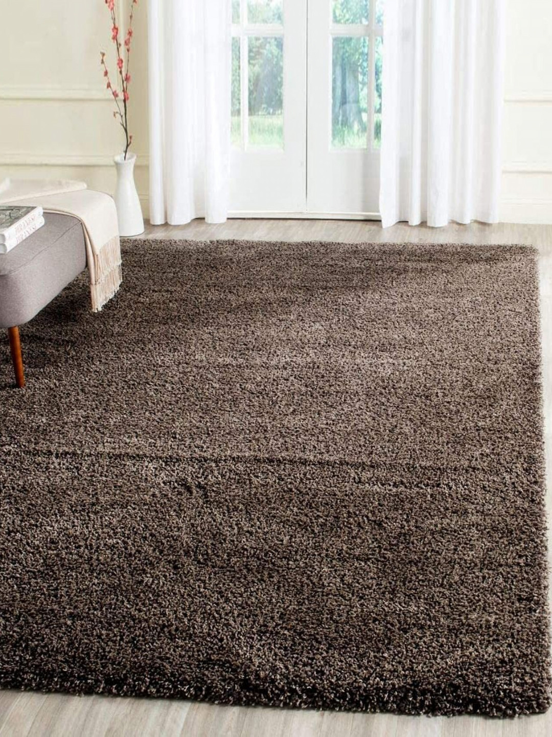 CARPETIFY Brown Shaggy Anti-Skid Carpet
