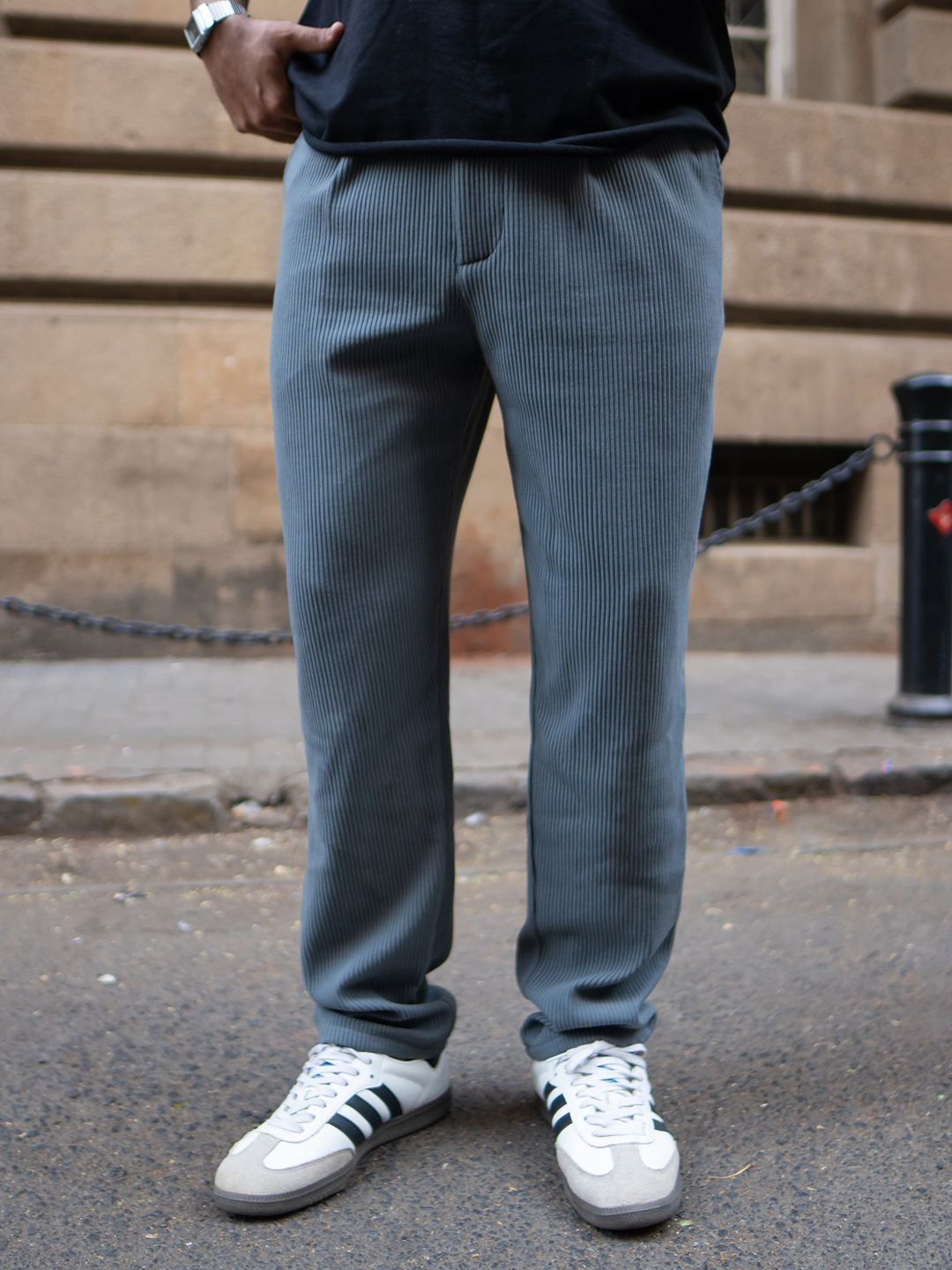 Powerlook Men Grey Knit Gurkha Pant