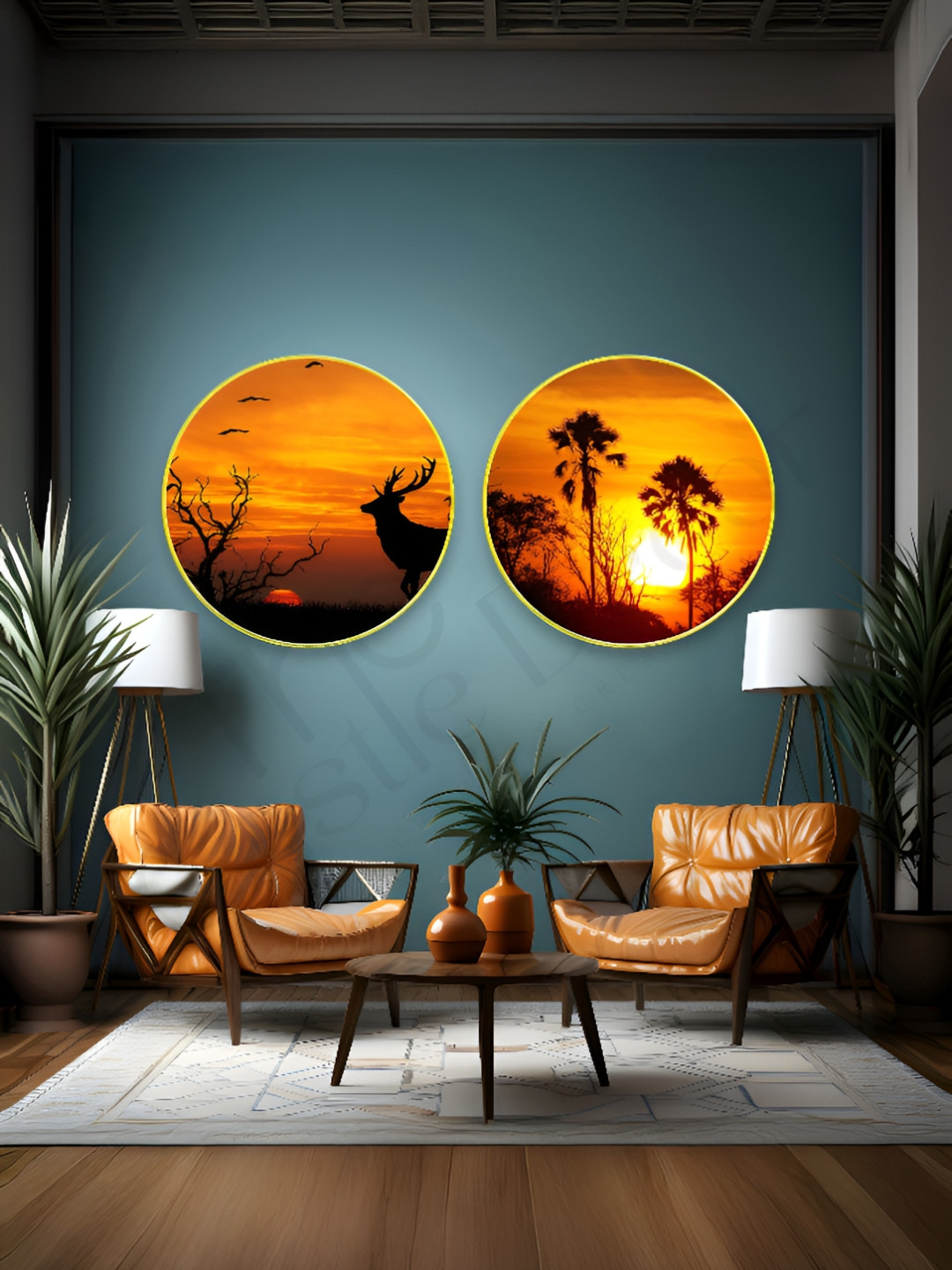 The Castle Decor Black & Orange Birds And Animals Wooden Wall Art