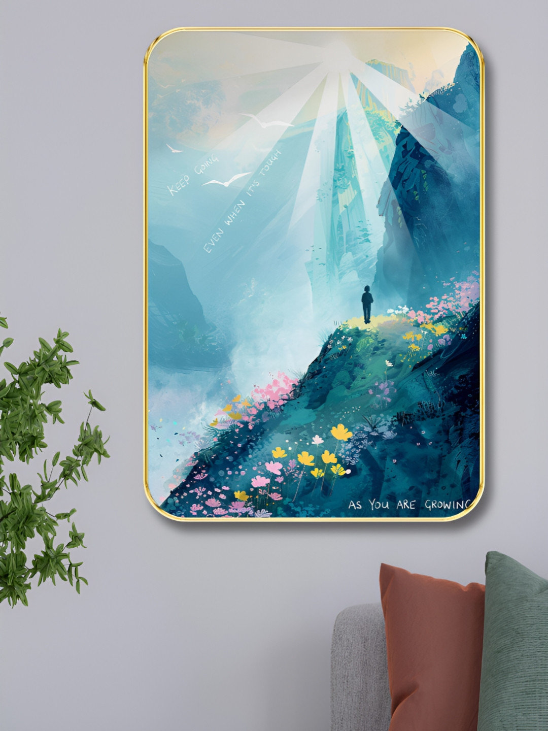 Aura Sun & Mountain Wood Rectangle Paintings Wall Art-18 x 24In