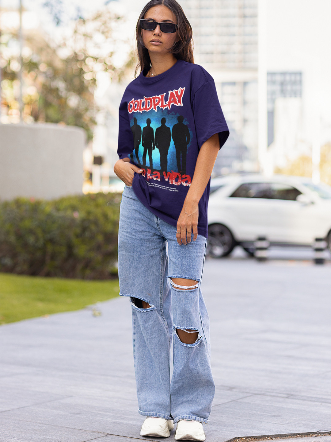 CAPTCHA Coldplay Vivalavida Printed Drop-shoulder Pure Cotton Oversized Tshirt