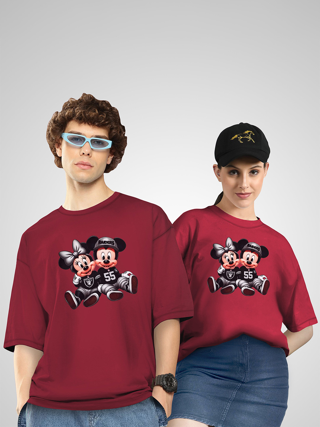 BAESD Unisex Twistform Twinny Zone Pack Of 2 RaidersMM Printed Cotton Oversized T-shirts