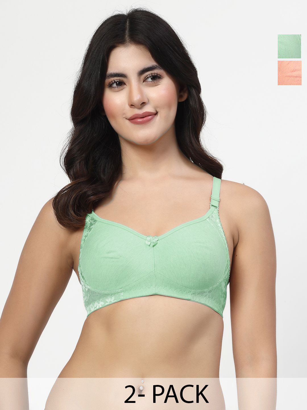 LILY Women Pack 2 Bralette Full Coverage Seamless Non Padded Bra
