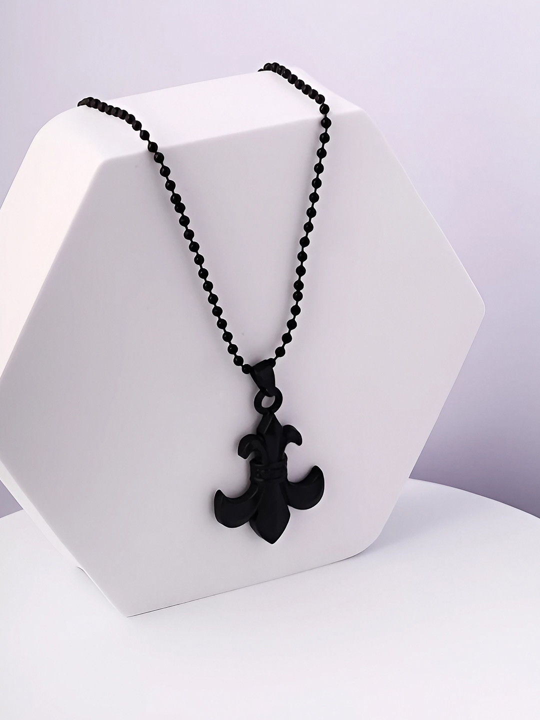 The Roadster Lifestyle Co Men Silver-Plated Double Sided Fleur De Lis Pendants With Chains