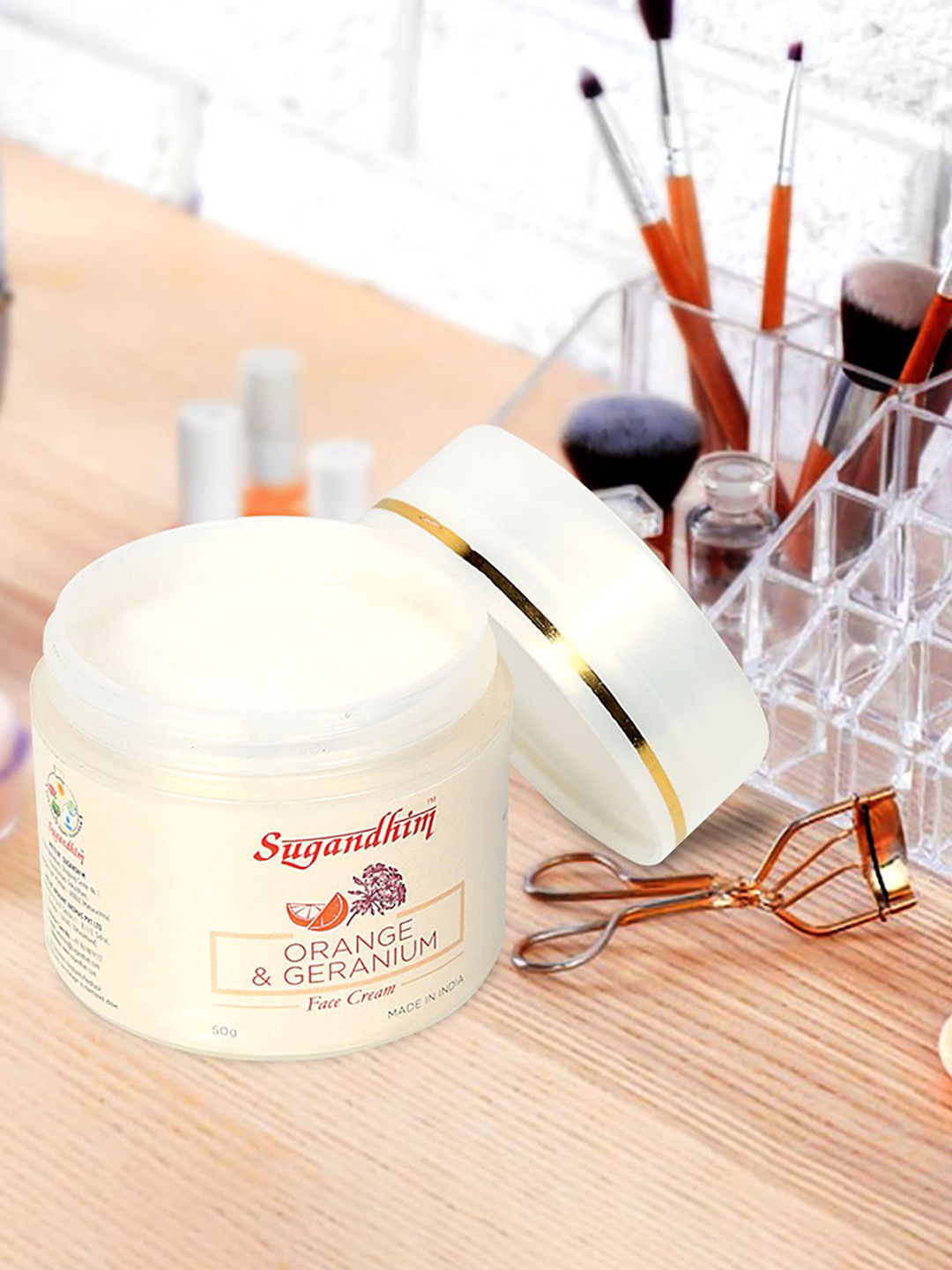 Sugandhim Orange & Geranium Skin Brightening Cream Lightweight & Nourishing Formula - 50g