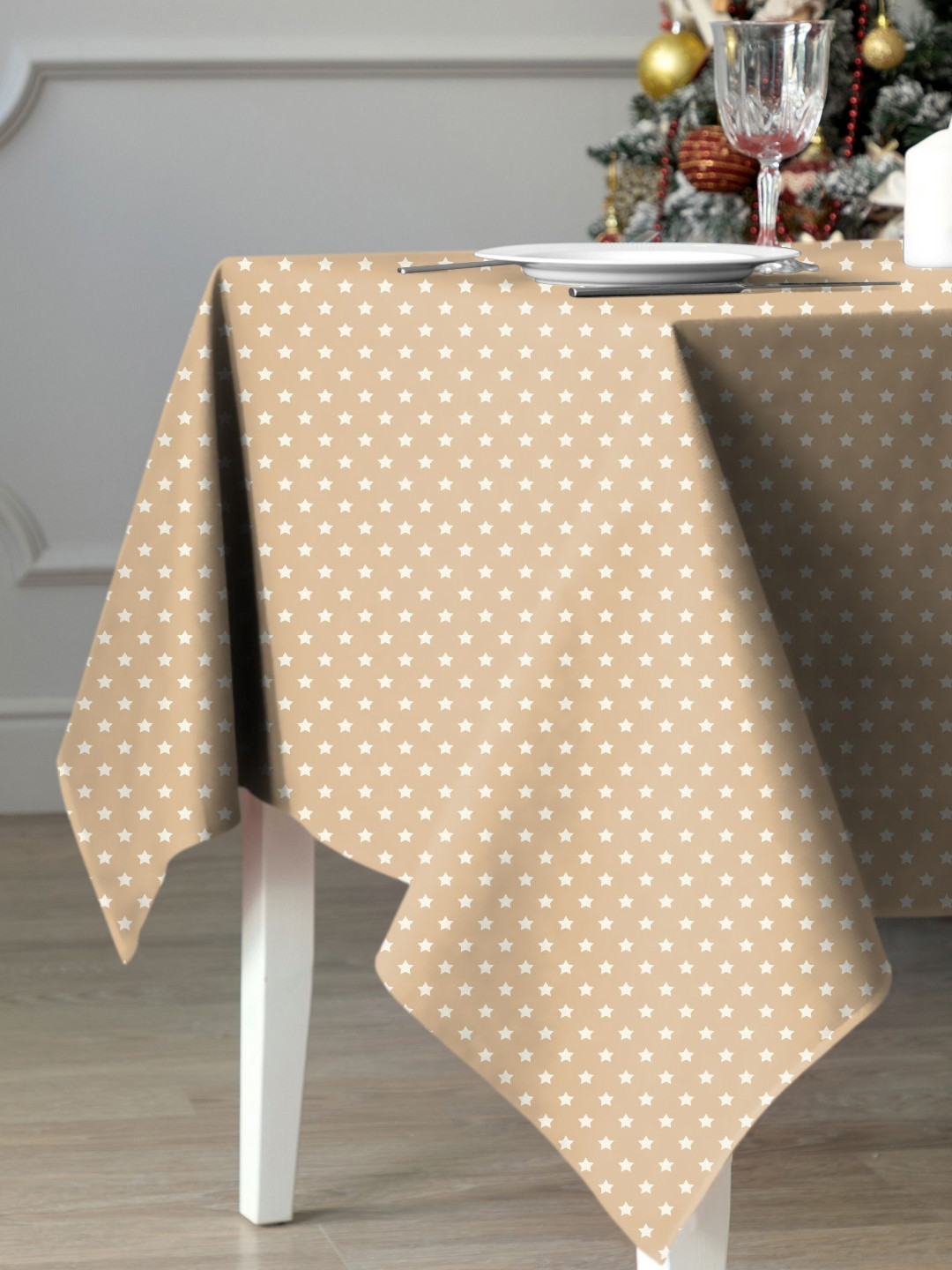 CASABLEU Brown Ethnic Motifs 6-Seater Table Cover