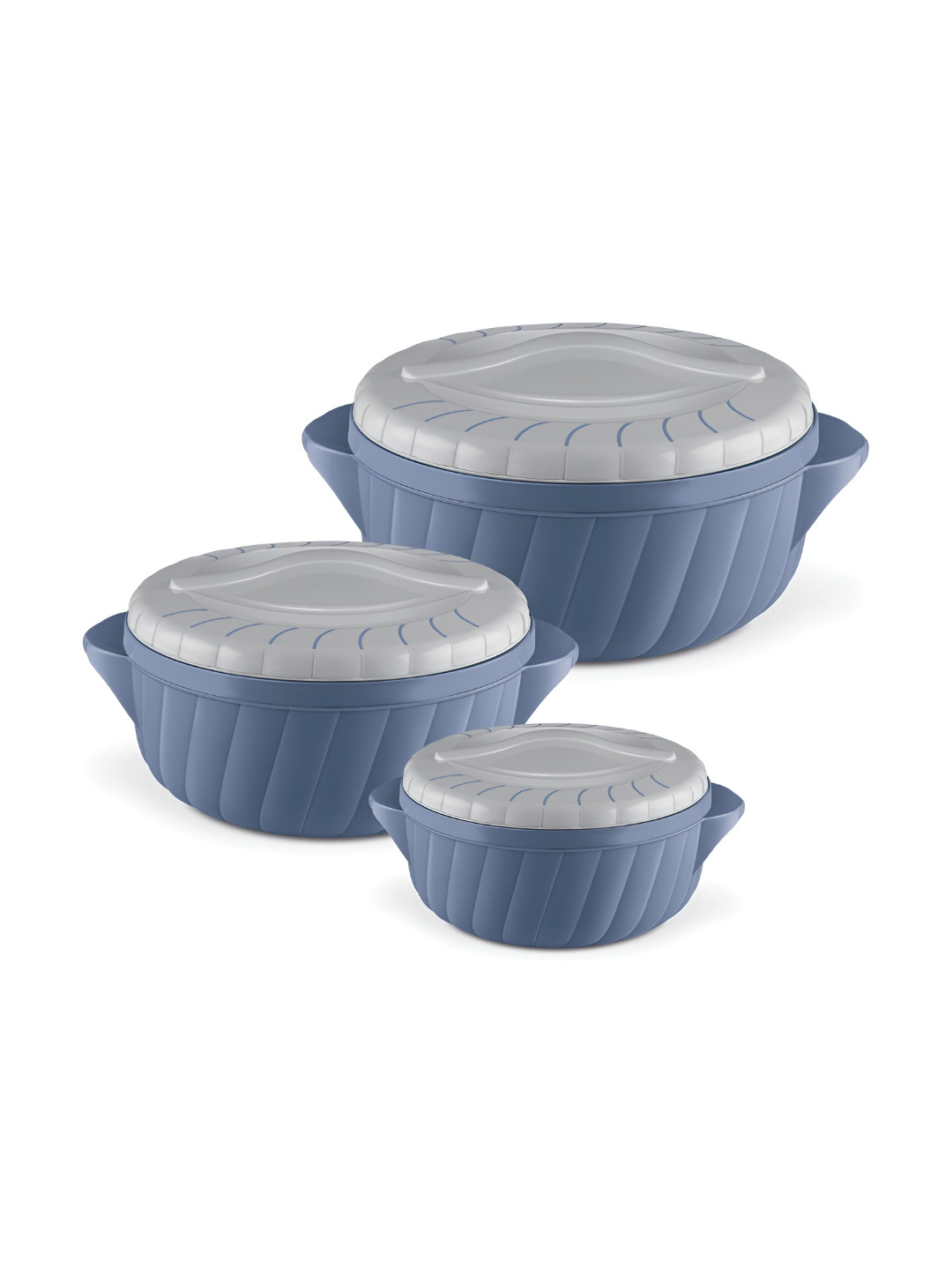 Milton Flora Jr 3 Pieces Stone Blue Insulated Inner Steel Casserole - 455ml, 750ml & 1.25L