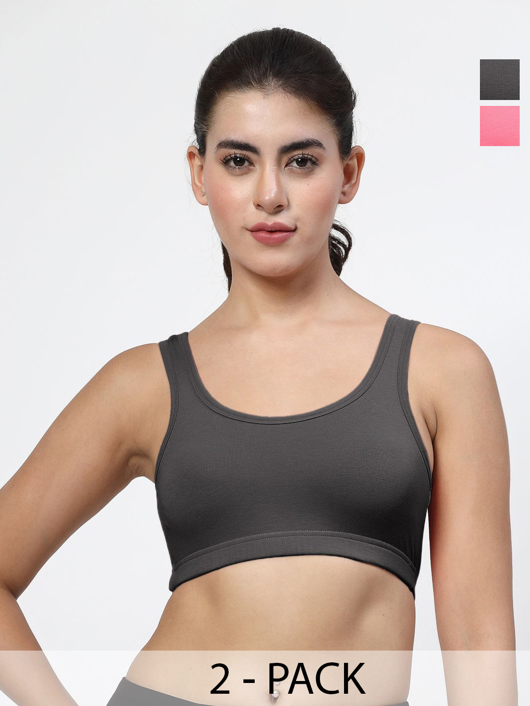 LILY Women Pack Of 2 Full Coverage Non Padded Non-Wired Regular Workout Bra stropsyttak