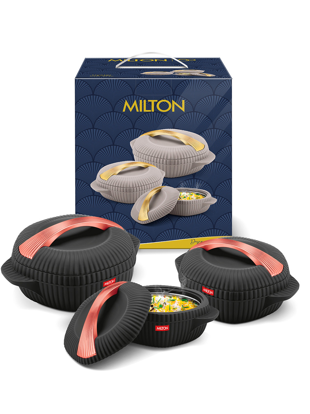 Milton Oyster Jr. 3pc PU Insulated Inner Steel Casserole - 455ml, 860ml, 1275ml