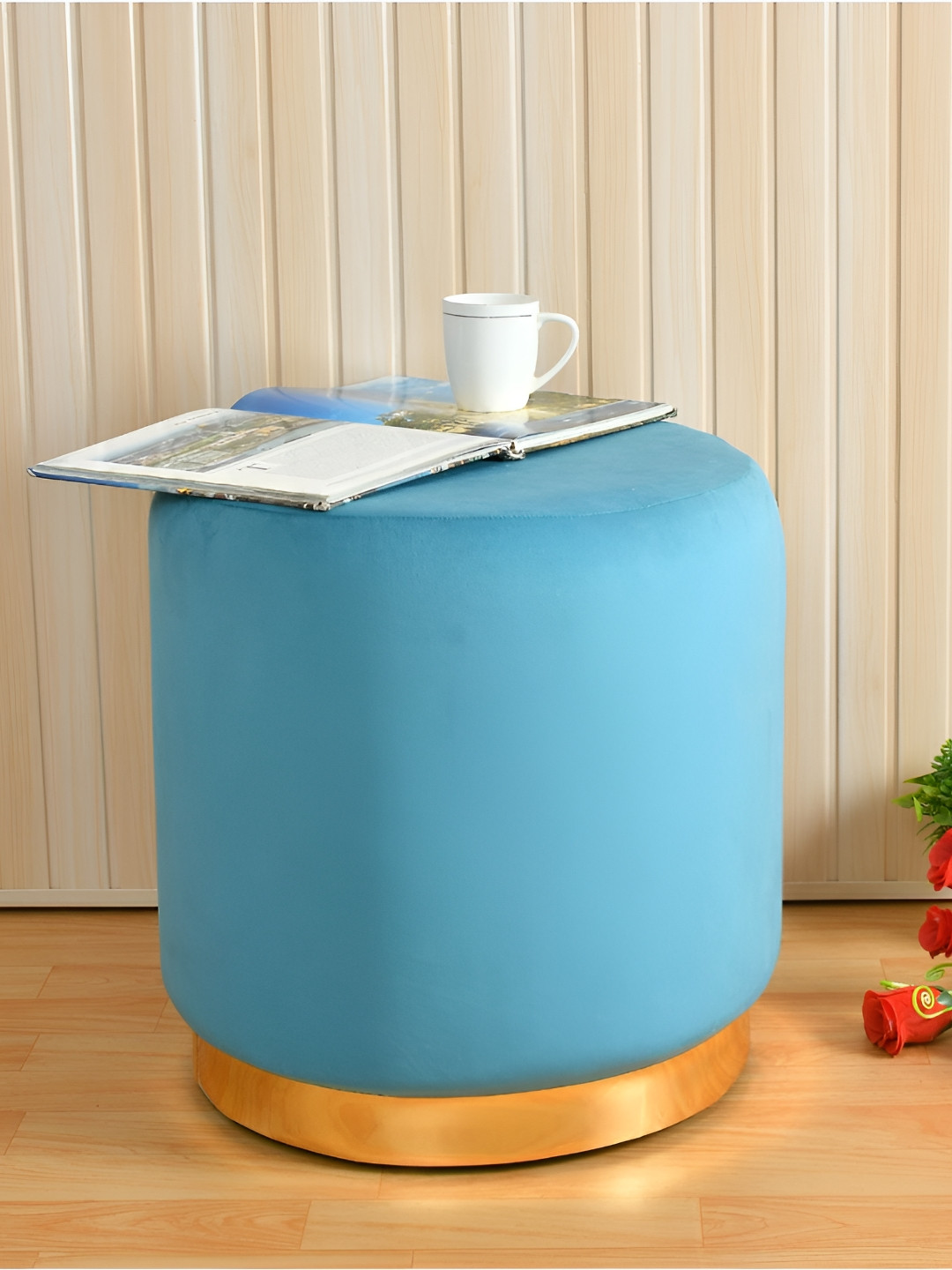 Shadowkart Blue Cylindrical Pouffes Ottomans Stool