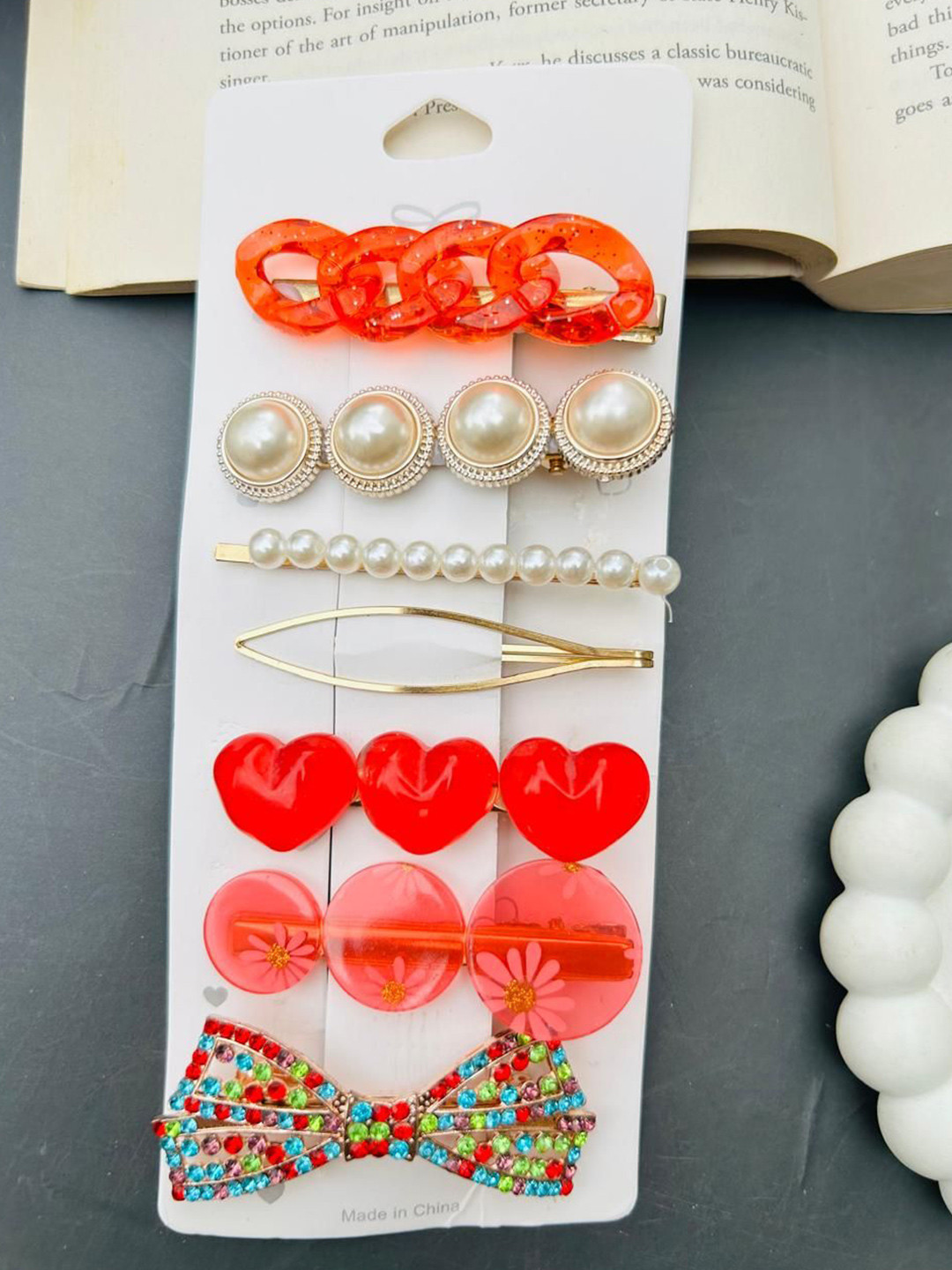 Radhya Accessories Women Embellished 7 hair clips combo card
