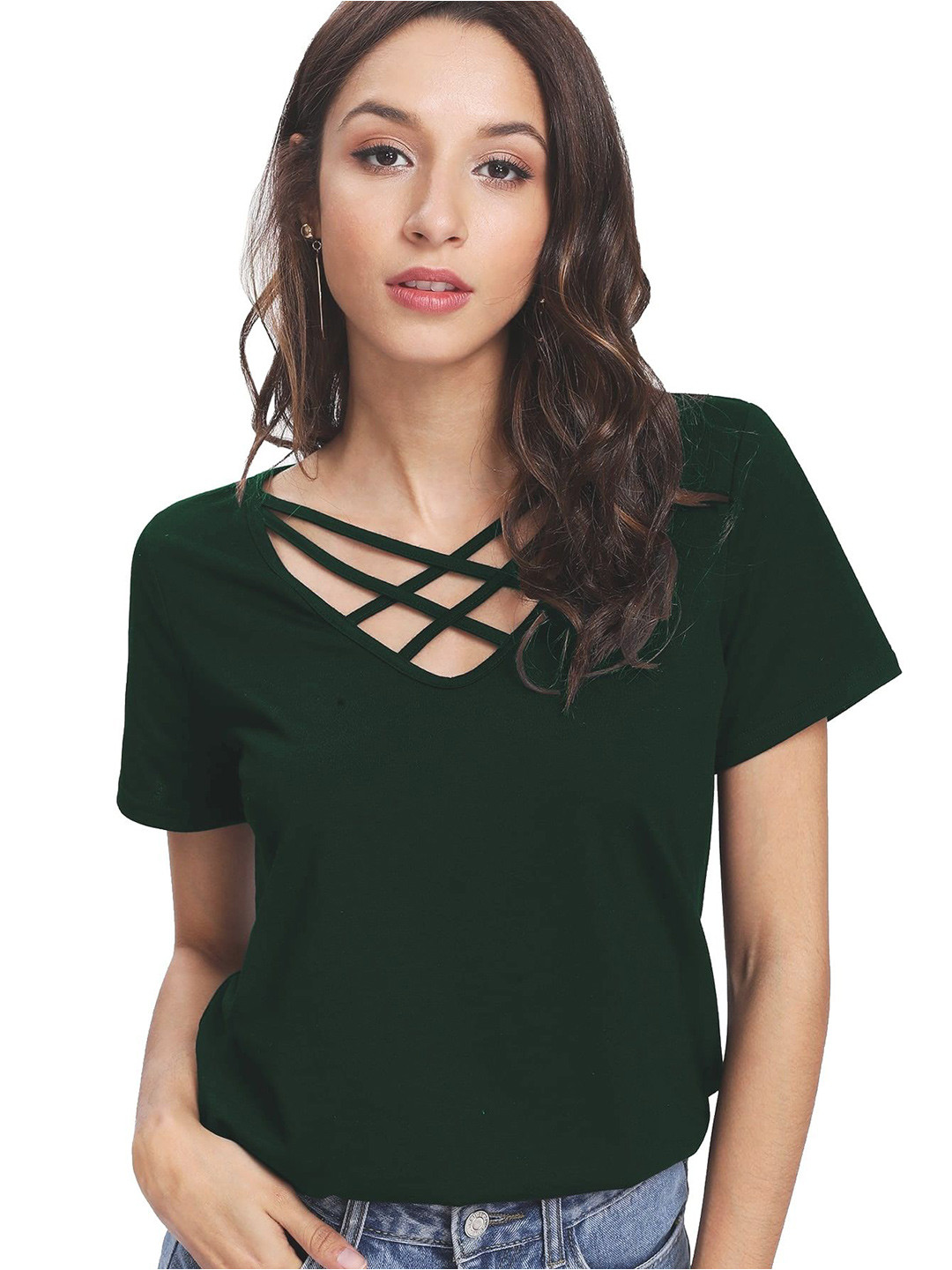 FABRICORN Women V-Neck Cotton Top