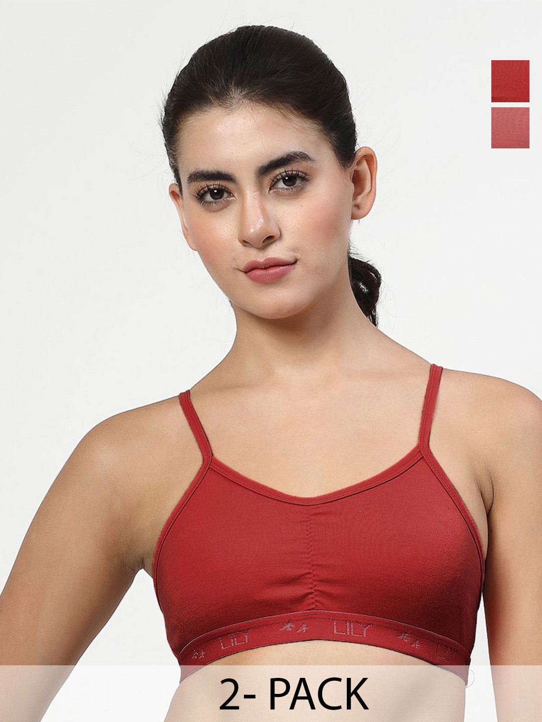 LILY Tropsyliad Women Pack Of 2 Full Coverage Non Padded Workout Bra