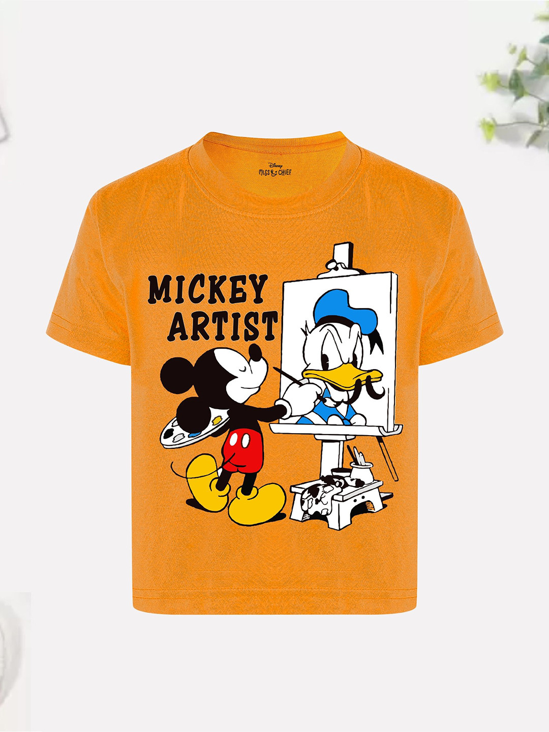 Disney By Miss and Chief Boys Mickey & Donald Bio Finish Graphic Printed Cotton T-shirt