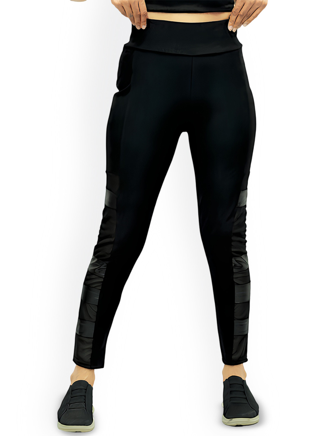 MULTIWA Women High-Waist Ankle-Length Stretchable Mesh Gym Tights