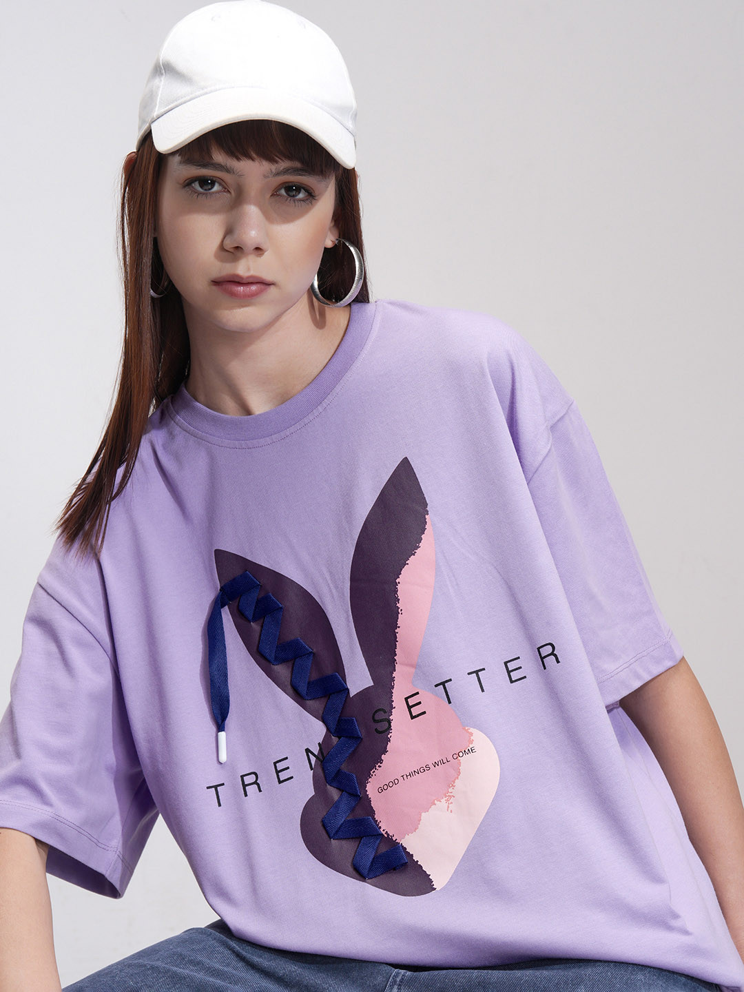 Street By Tokyo Talkies Women Graphic Printed Round Neck Oversized T-shirt
