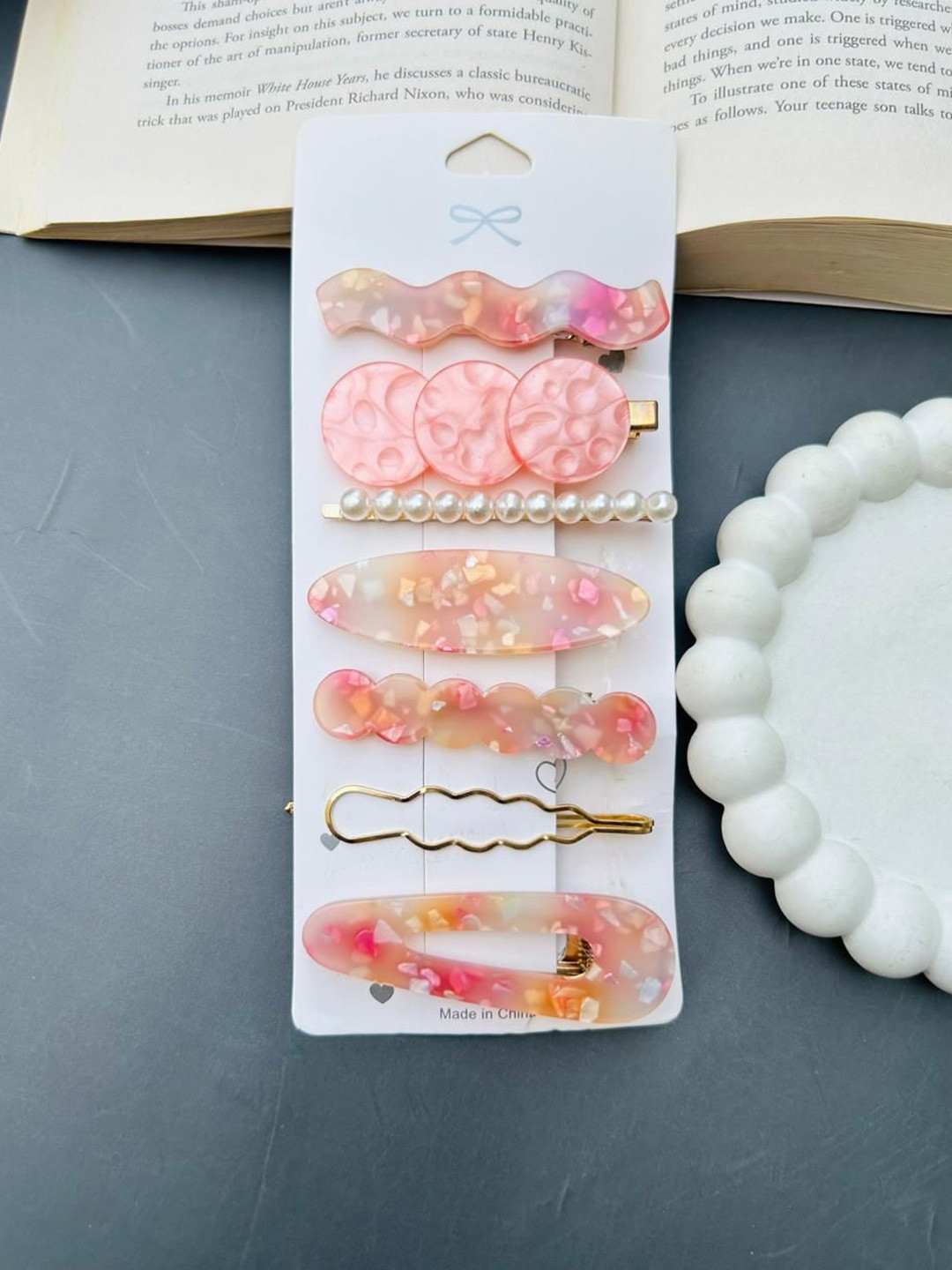 Radhya Accessories Women Embellished Marble print 7 hair clips combo card